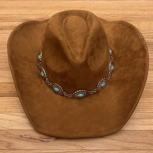 Cowboy Hat with silver/ turquoise band - Picture 2 of 13
